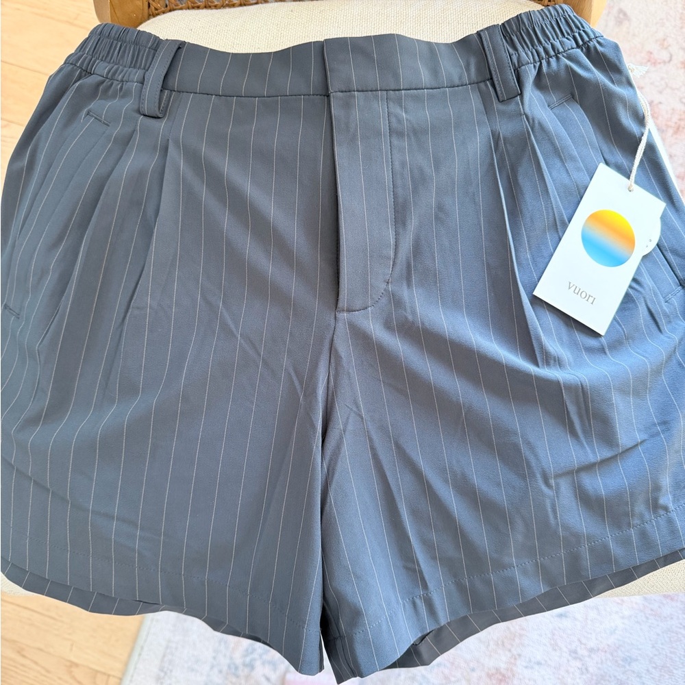 Vuori Women's Charcoal Pinstripe Bermudas